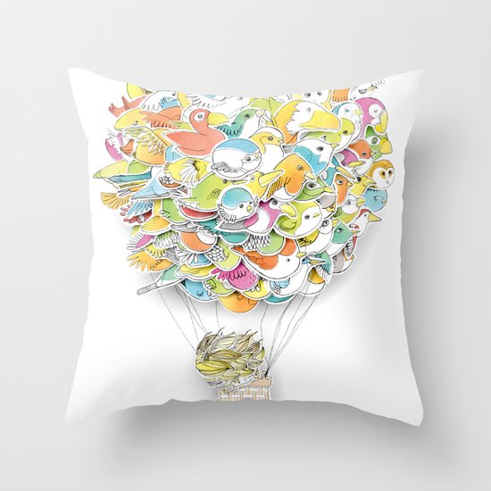 Bird Balloon Throw Pillow