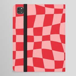 Warped Checkered Pattern (red/pink) iPad Folio Case