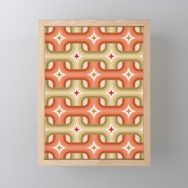 Retro squares pattern natural colors  Framed Mini Art Print