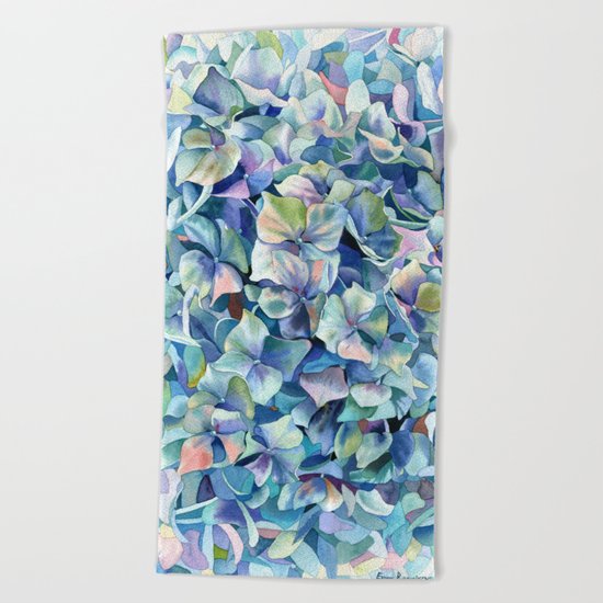 "Marine hydrangea" Beach Towel