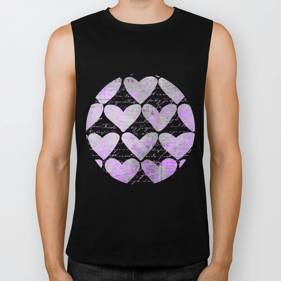 pink heart typography pattern Biker Tank