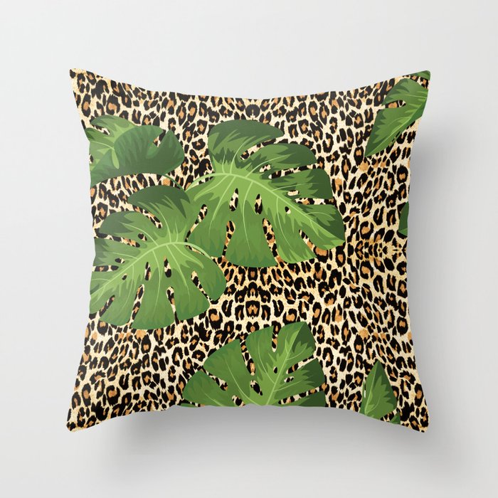 Tropical Jungle Cheetah Leopard Animal Print Throw Pillow