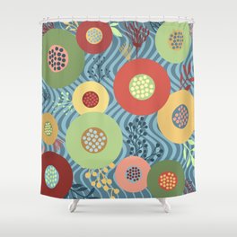 Modern Abstract Tropical Geometric Flower Pattern Shower Curtain