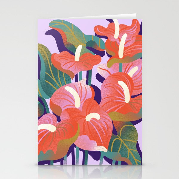 Anthurium on Lavender Background Stationery Cards