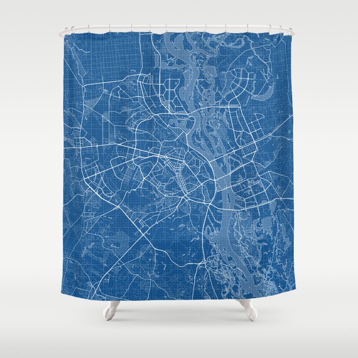 Kyiv City Map of Ukraine - Blueprint Shower Curtain