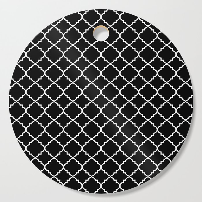 Black and White Moroccan Quatrefoil Cutting Board
