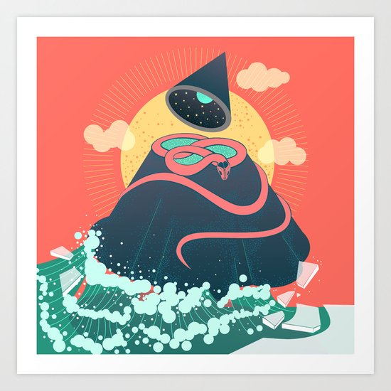 Snake On Crystal Mountain Art Print