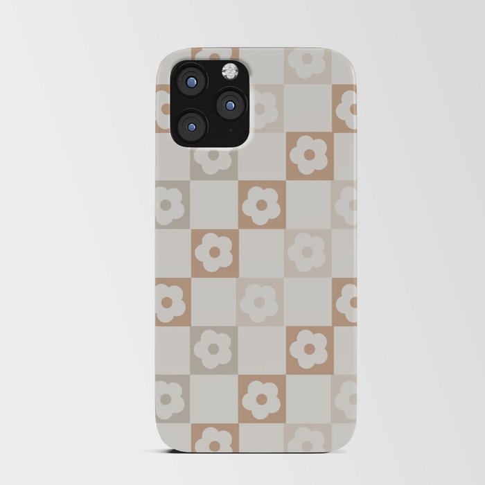 Muted Colors Flower Checker iPhone Card Case