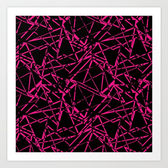 Abstract geometric black and Burgundy pattern . Art Print