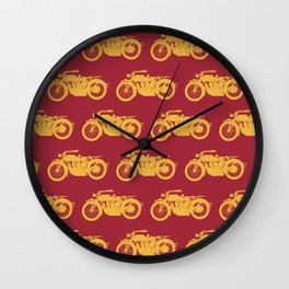 Antique Motorcycle // Red-Gold Wall Clock