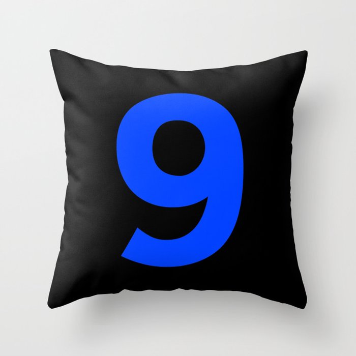 Number 9 (Blue & Black) Throw Pillow