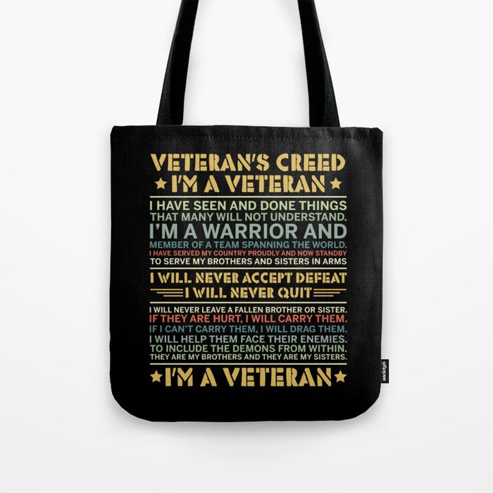 Veteran’s Creed I’m A Veteran Tote Bag