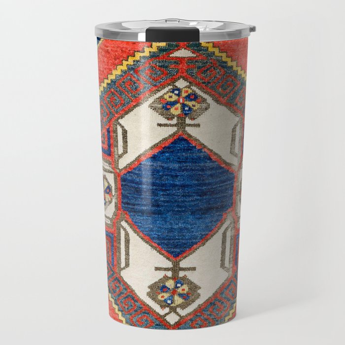 Antique Medallion Carpet, Vintage Pastel Kilim Persian Rug Anatolia Travel Mug