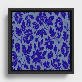 William Morris Blue Floral Pattern,Art Nouveau,Decorative,Vintage Arts And Crafts, Framed Canvas