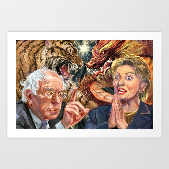 Crouching Bernie, Hidden Hillary Art Print