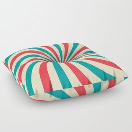 Retro background with curved, rays or stripes in the center. Rotating, spiral stripes. Sunburst or sun burst retro background. Turquoise and red colors. Vintage illustration Floor Pillow