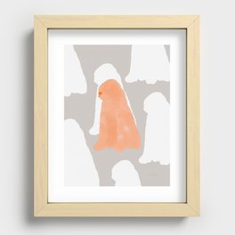 Dog and Reflections - Salmon and Beige Recessed Framed Print