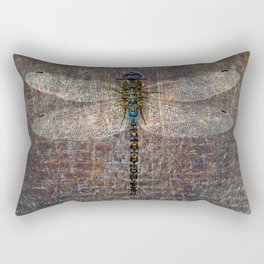Dragonfly on Distressed Bricks Purple and Blue Filters Rectangular Pillow