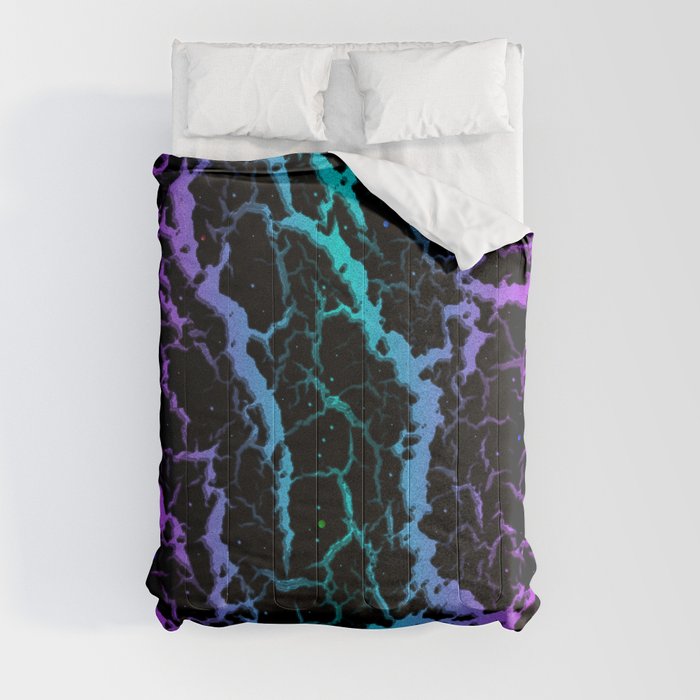 Cracked Space Lava - Pink/Cyan Comforter
