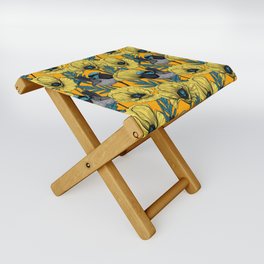 Fairy wren and poppies in yellow Folding Stool