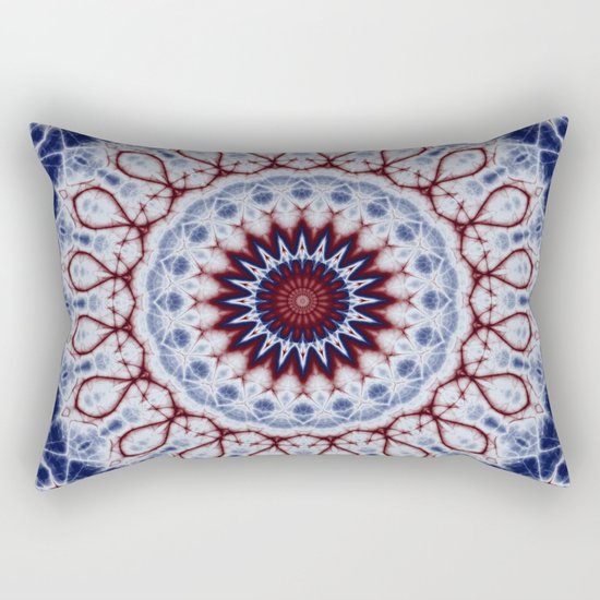 Mandala Fractal in Red White and Blue 01 Rectangular Pillow