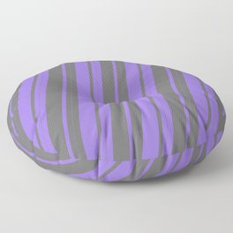 [ Thumbnail: Purple and Dim Grey Colored Pattern of Stripes Floor Pillow ]