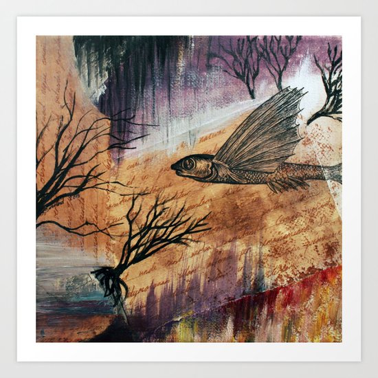 Literary Flying Fish Art Print
