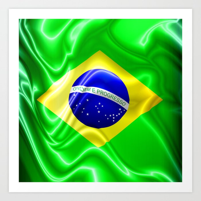 Brazil Flag Waving Silk Fabric Art Print by bluedarkatlem ...