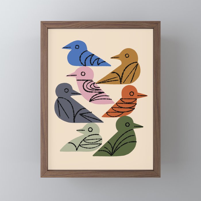 Painted Birds Framed Mini Art Print