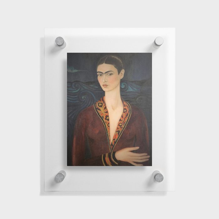 Frida Kahlo self portrait in a velvet dress painting for home and wall decor  Floating Acrylic Print
