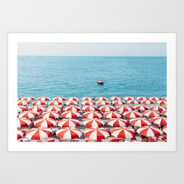 Red Umbrellas in Italy Art Print