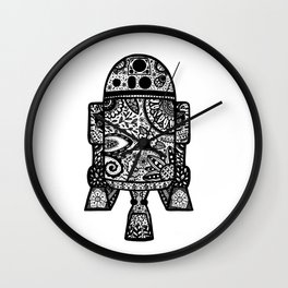Robot Wall Clock | Robot, Black And White, Pattern, Doodle, Tangle, Pen, Digital, Flowers, Computer, Patterns 