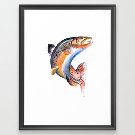 Jumping Salmon Framed Art Print