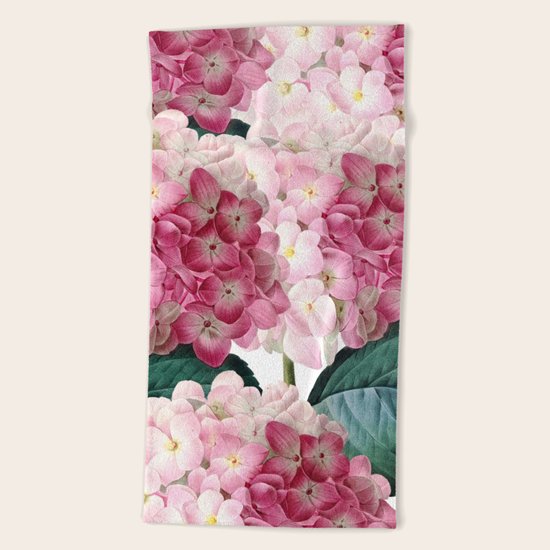 Pink Hydrangea Beach Towel
