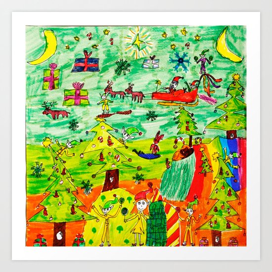Christmas Village Painting By Elisavet Art Print By Azima Society6