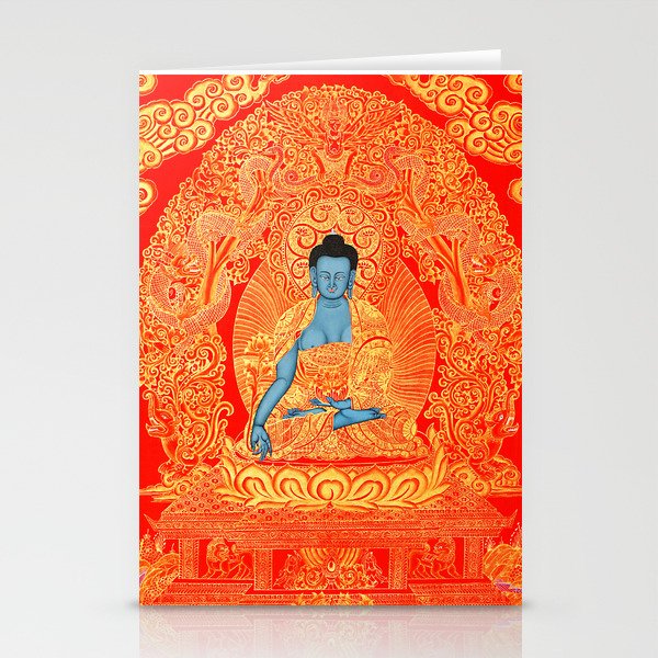 Tibetan Buddhist Medicine Buddha Gold Thangka Stationery Cards