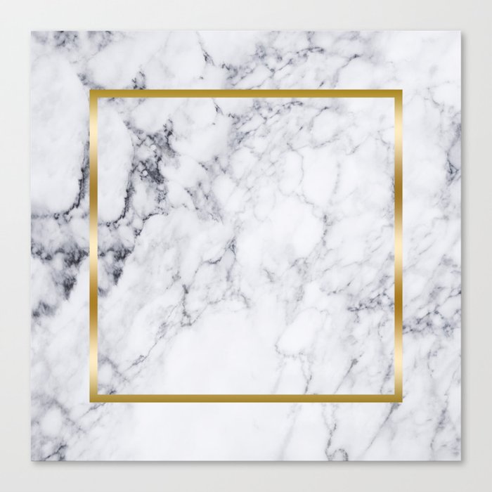 White Marble Gold Frame Canvas Print By Artonwear Society6