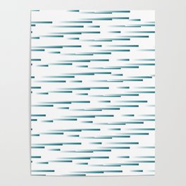 Aqua and White Gradient Motion Stripe Pattern - Krylon 2022 Color of the Year Satin Rolling Surf Poster