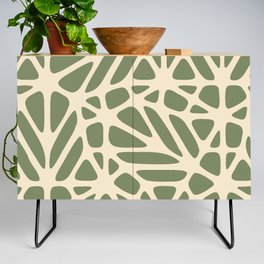 Abstract Modern Cell Pattern - Camouflage Green and Champagne Credenza