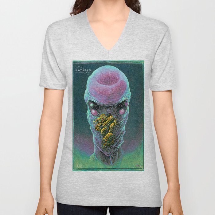 ELX-005 Retrofuturistic micro alien V Neck T Shirt