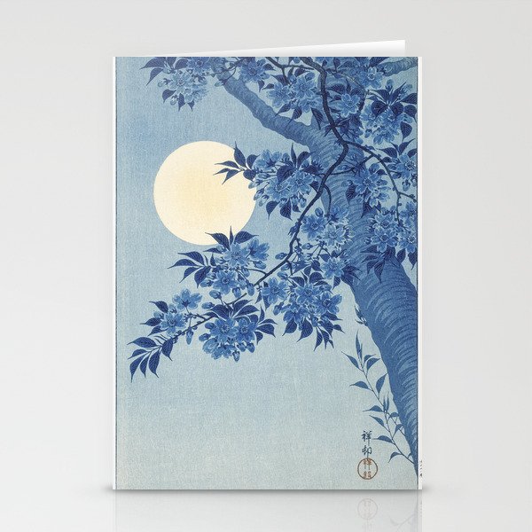 Blossoming Cherry on a Moonlit Night  Stationery Cards