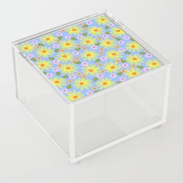 Retro Modern Daisy Flowers Pattern Acrylic Box