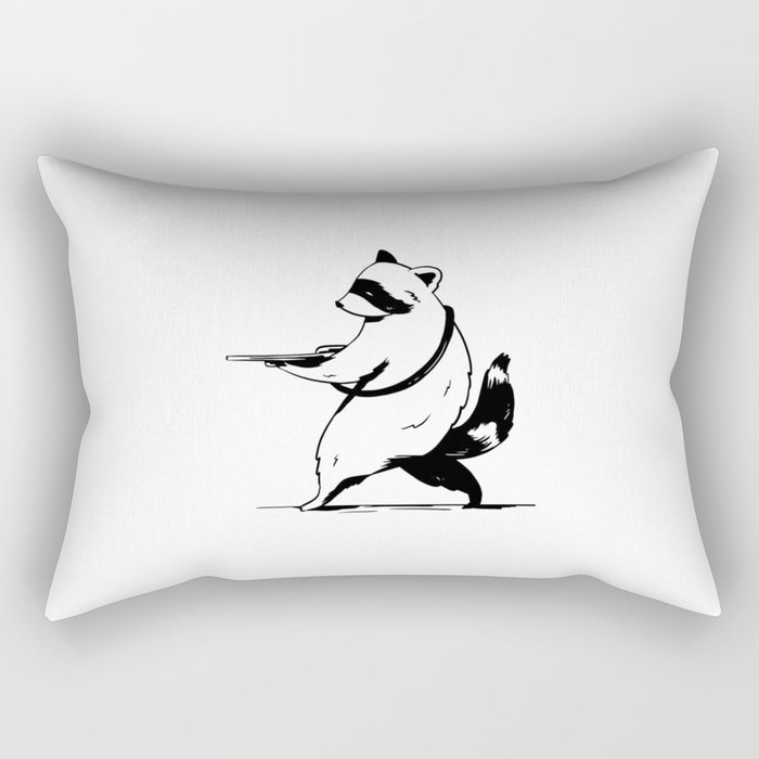 Raccoon Gun Rectangular Pillow