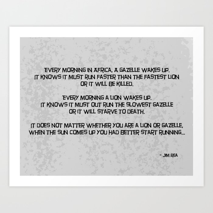 The Lion and the Gazelle quote typography Art Print