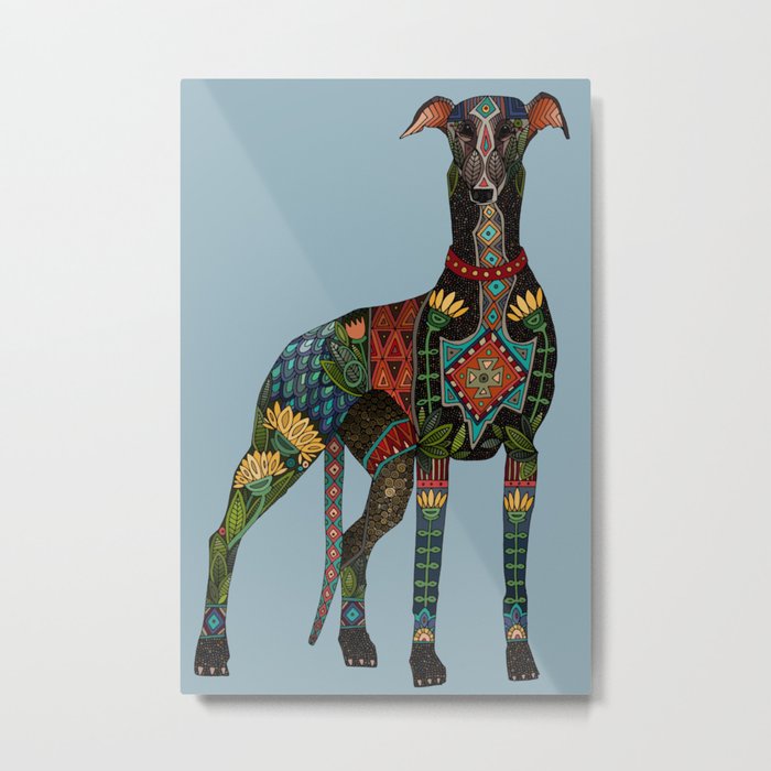 greyhound azure blue Metal Print