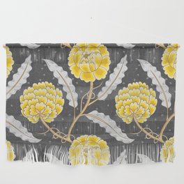 Vintage Yellow and Grey Peonies Wall Hanging