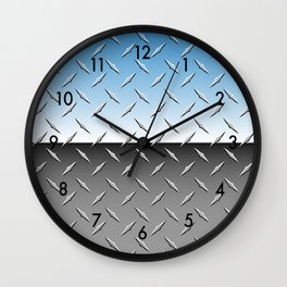 Brilliant Chrome Diamond Plate Metal Background Wall Clock