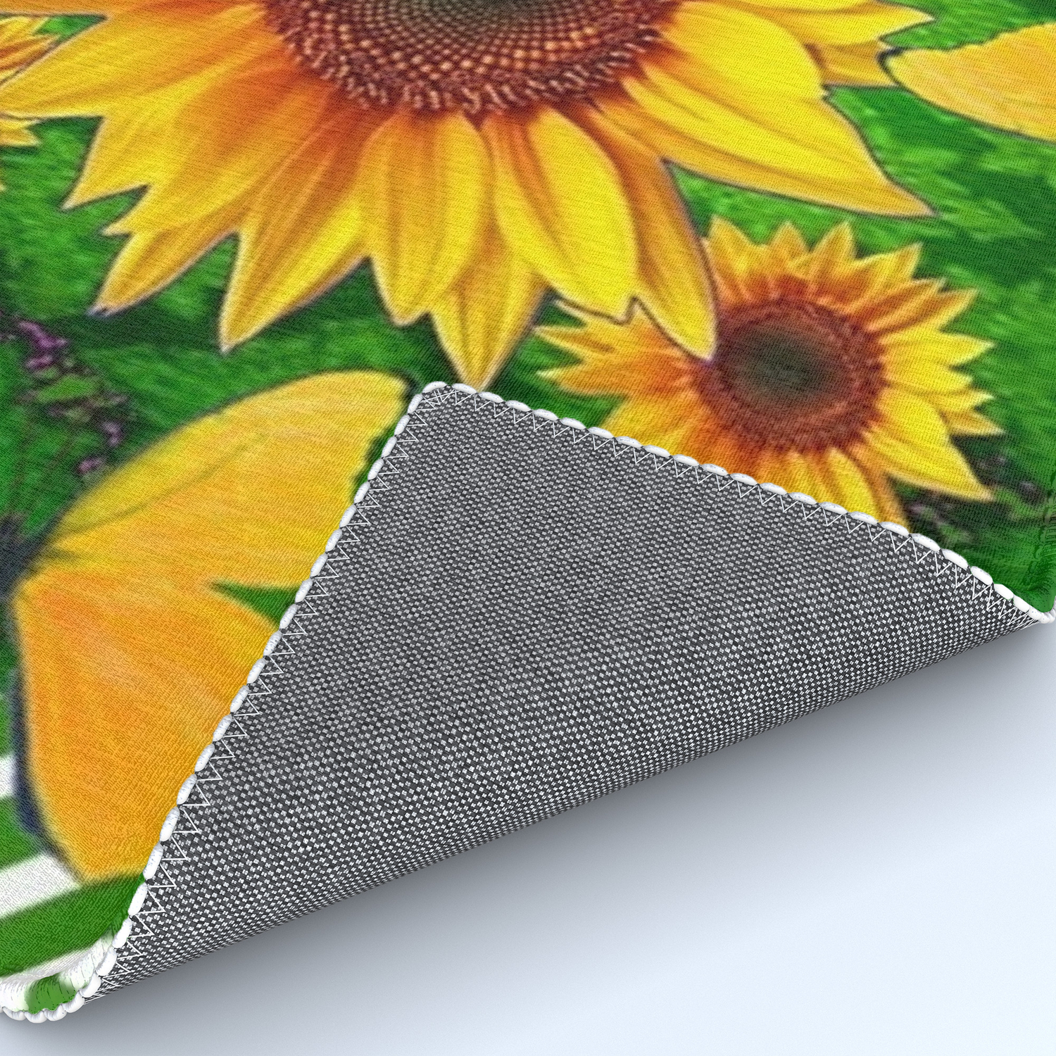 Green Yellow Butterflies Sunflowers Flowers Art Rug By Sharlesart
