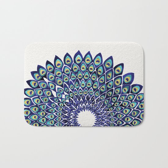 Peacock Mandala – Navy & Gold Bath Mat