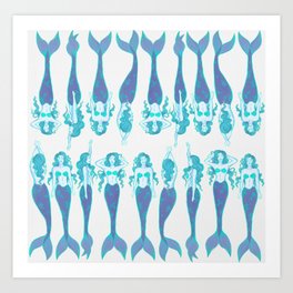 Lounging Mermaids Art Print